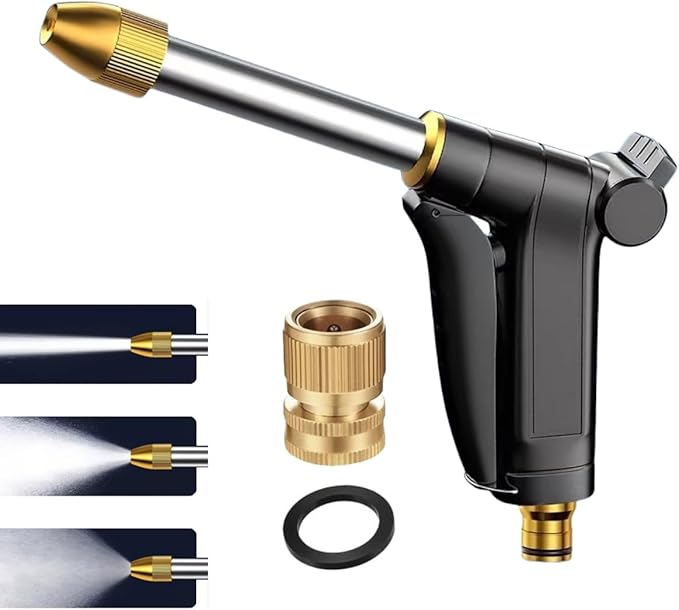 Garden Hose Nozzles,Hose Sprayer Nozzle Heavy Duty Metal Water Hose Spray Gun Nozzle with 3/4”GHT Thread Brass Hose Quick Connect Fitting, for Watering Plants,Lawn,Washing Cars,Pets Shower