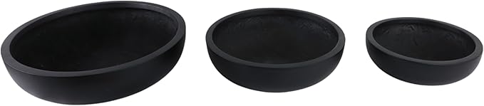Set of 3 Decorative Resin Planter Pots – Minimalist Sleek Finish Design – Indoor Outdoor Plant Holders – Contemporary Modern Pot Set for Living Room, Entryway, Patio or Garden – 6", 5", 4", Black