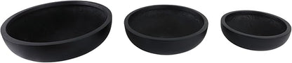 Set of 3 Decorative Resin Planter Pots – Minimalist Sleek Finish Design – Indoor Outdoor Plant Holders – Contemporary Modern Pot Set for Living Room, Entryway, Patio or Garden – 6", 5", 4", Black