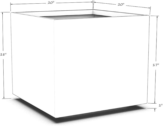 Plantercraft Powder-Coated Aluminum Planter Box - Square Cube - Metal All Weather | Indoor Outdoor Commercial Residential | Made in USA | Fully Assembled