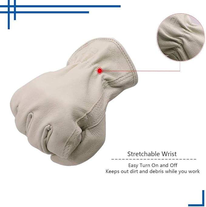 HLDD HANDLANDY 2 Pairs Leather Work Gloves for Men & Women, Reinforced Durable Palm for Welding, Farm, Gardening, Driving