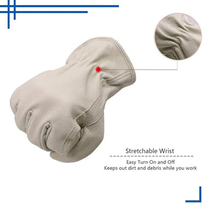 HLDD HANDLANDY 2 Pairs Leather Work Gloves for Men & Women, Reinforced Durable Palm for Welding, Farm, Gardening, Driving