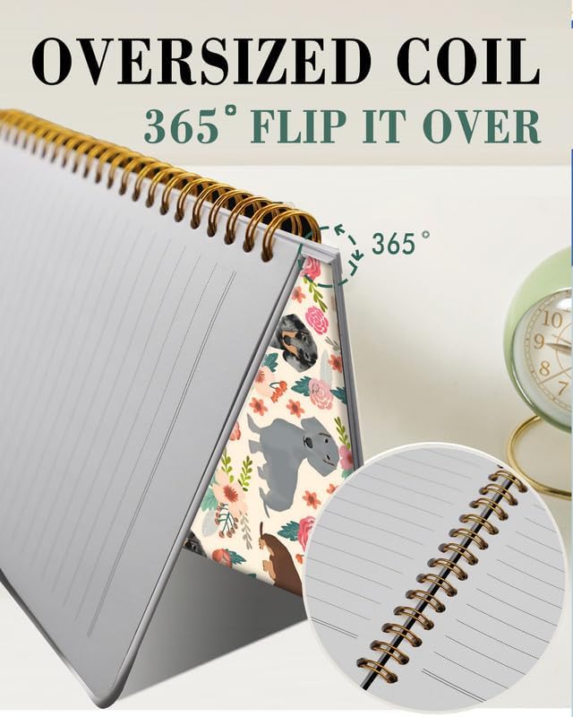 Spiral Journal Notebook,A5 Hardcover Lined Journals for Women Girl 6 x 8.3 in,120 Pages Thick Paper,Cute College Ruled Writing Notebook for Gifts Office Work School(Cute Dachshund Floral)