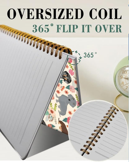 Spiral Journal Notebook,A5 Hardcover Lined Journals for Women Girl 6 x 8.3 in,120 Pages Thick Paper,Cute College Ruled Writing Notebook for Gifts Office Work School(Cute Dachshund Floral)