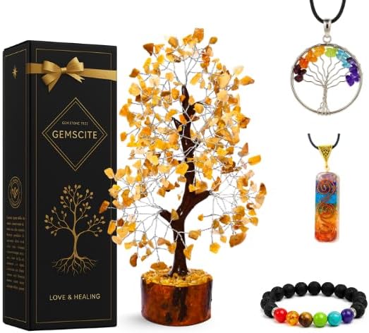 Yellow Aventurine Crystal Tree with Silver Wire – Handmade Feng Shui Gemstone Bonsai for Home Decor & Positive Energy