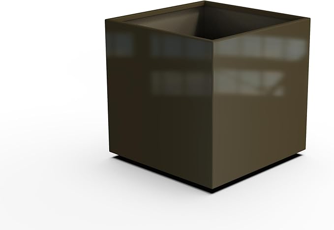Plantercraft Powder-Coated Aluminum Planter Box - Square Cube - Metal All Weather | Indoor Outdoor | Made in USA | Fully Assembled