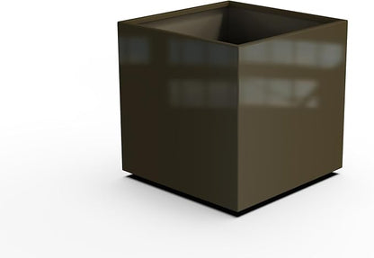 Plantercraft Powder-Coated Aluminum Planter Box - Square Cube - Metal All Weather | Indoor Outdoor | Made in USA | Fully Assembled