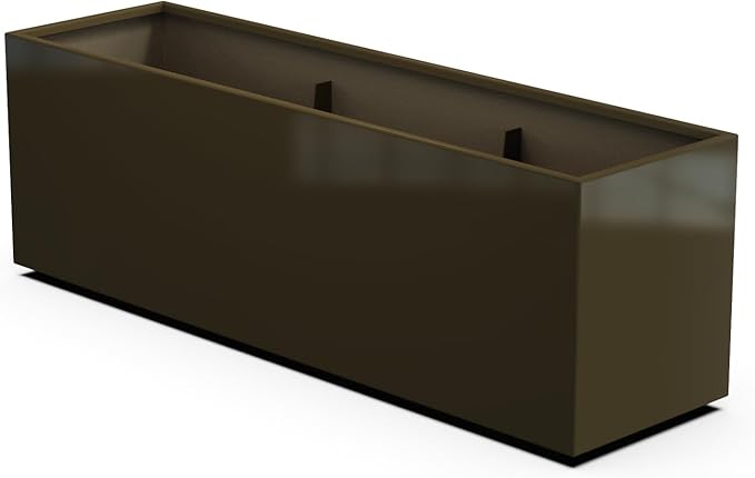 Plantercraft Powder-Coated Aluminum Planter Box - Rectangle - Metal All Weather | Indoor Outdoor | Made in USA | Fully Assembled