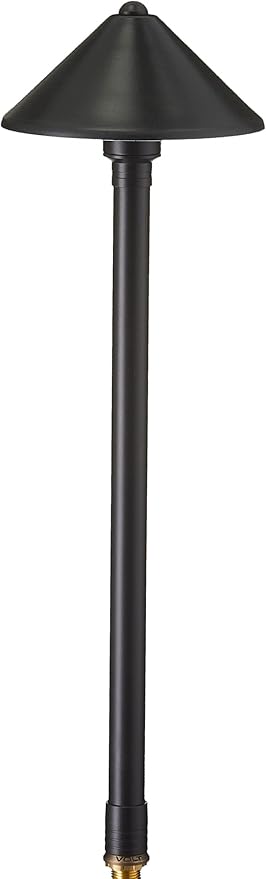 VOLT Conehead 12V Black Brass Path Light (7" Shade, 25" Tall) for Low Voltage Landscape Lighting on Outdoor Pathway, Walkway, Garden, Driveway or Patio