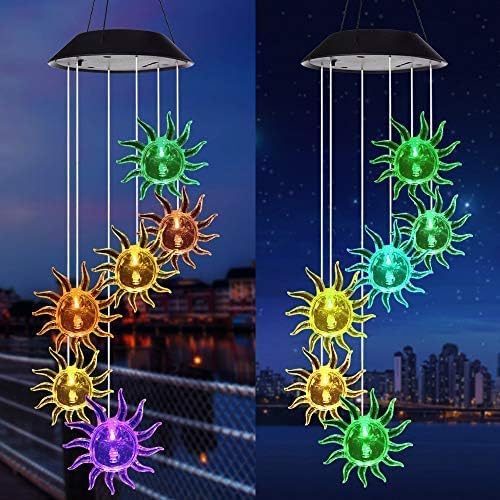 Sun Flower Solar Wind Chimes,gradening Gift for All Father,Stepdad,Grandpa,Husband,mom,Grandma,Women,Aunt,Daughter,Nana,Sister, Birthday Day,Perfect for Patio Solar Light Yard Decor for Christmas