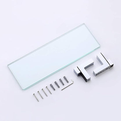 KES Bathroom Shelf Tempered Glass Shelf, 20 Inch Rectangular Glass 8mm-Thick Extended Wall Mount Polished Chrome, BGS3201
