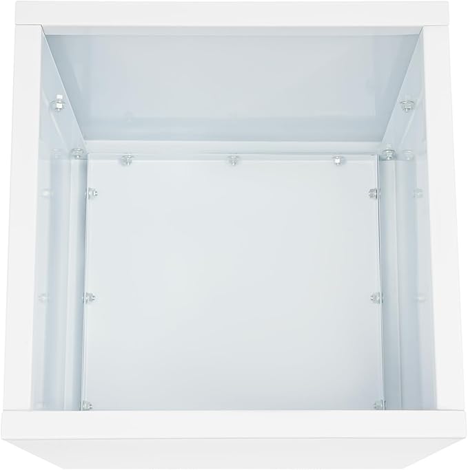 DYNAMI Square Planter Box White Steel Planter,17x17x18in Metal Planter Box Large Cube Plant Pot for Outdoor Plants,Modern Heavy Duty Flower Pot for Patio, Deck, Yard, Garden