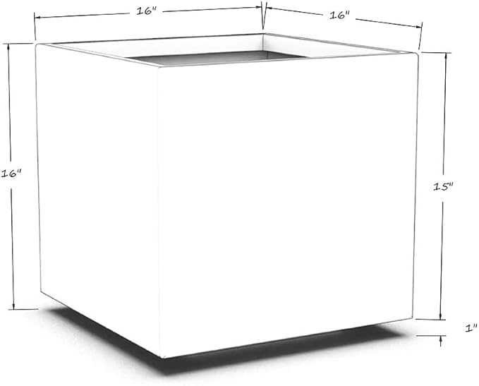 Plantercraft Powder-Coated Aluminum Planter Box - Square Cube - Metal All Weather | Indoor Outdoor Commercial Residential | Made in USA | Fully Assembled
