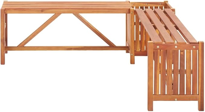 vidaXL Solid Acacia Wood Patio Corner Bench with Planter - Weather-Resistant Outdoor Seating - Versatile Garden and Deck Furniture with Planter Box - 46"x46"x15.7"