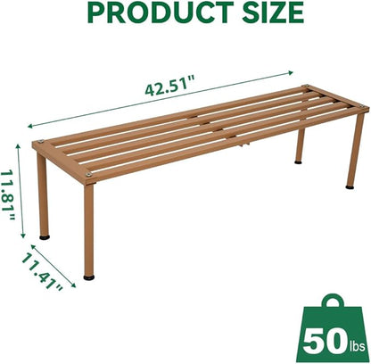 Metal Plant Stand, Rust-proof Aluminum Display Rack, Plants Display Stands Decoration Racks for Living Room Garden Balcony Patio (Wood Color, 42.5Inch Tall Leg)
