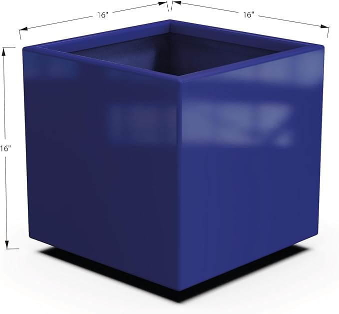 Plantercraft Powder-Coated Aluminum Planter Box - Square Cube - Metal All Weather | Indoor Outdoor | Made in USA | Fully Assembled