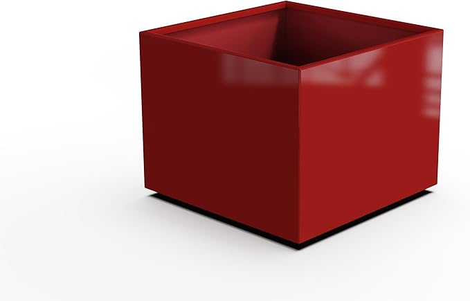 Plantercraft Powder-Coated Aluminum Planter Box - Square Cube - Metal All Weather | Indoor Outdoor | Made in USA | Fully Assembled