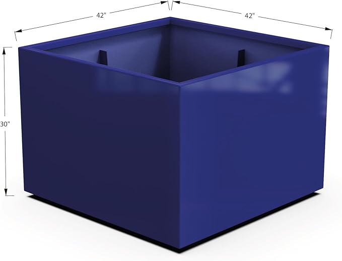 Plantercraft Powder-Coated Aluminum Planter Box - Square Cube - Metal All Weather | Indoor Outdoor | Made in USA | Fully Assembled