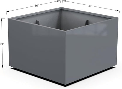 Plantercraft Powder-Coated Aluminum Planter Box - Square Cube - Metal All Weather | Indoor Outdoor | Made in USA | Fully Assembled