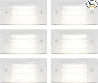 GKOLED Low Voltage Outdoor Step Lights 12V 3W Stair Lighting with Horizontal Louvered Faceplate, Surface Mount Suitable for Steps Decks Pathway Yard Fences, 2700K, Waterproof, UL Listed, 6 Pack