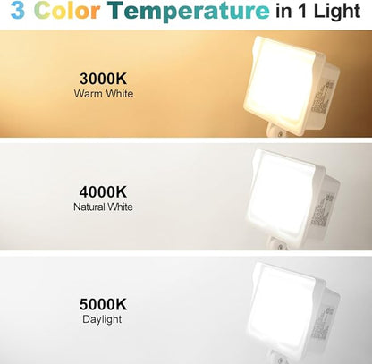 kadision 55W White LED Flood Light with Dusk-to-Dawn Photocell, 3000K/4000K/5000K Selectable, 120V 6600lm IP65 Waterproof Knuckle Mount Outdoor Security Lights, ETL Listed 2-Pack