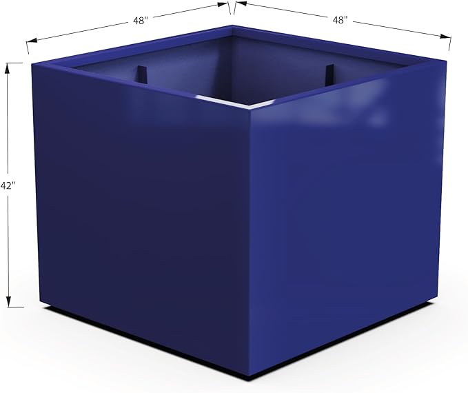 Plantercraft Powder-Coated Aluminum Planter Box - Square Cube - Metal All Weather | Indoor Outdoor | Made in USA | Fully Assembled