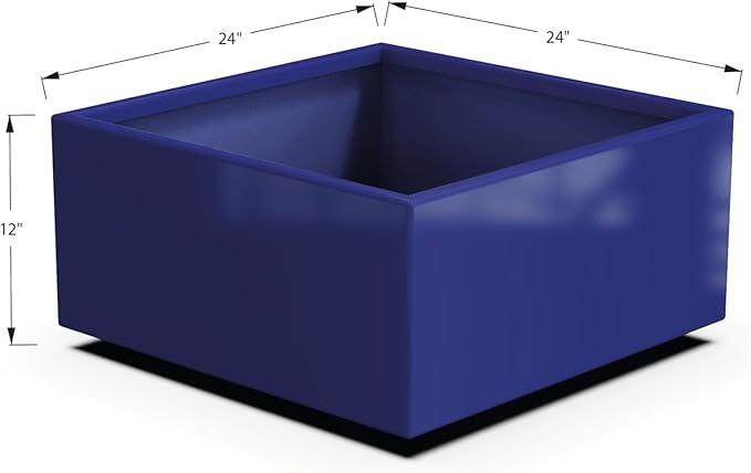 Plantercraft Powder-Coated Aluminum Planter Box - Square Cube - Metal All Weather | Indoor Outdoor | Made in USA | Fully Assembled