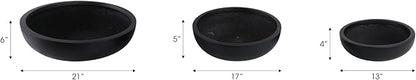 Set of 3 Decorative Resin Planter Pots – Minimalist Sleek Finish Design – Indoor Outdoor Plant Holders – Contemporary Modern Pot Set for Living Room, Entryway, Patio or Garden – 6", 5", 4", Black