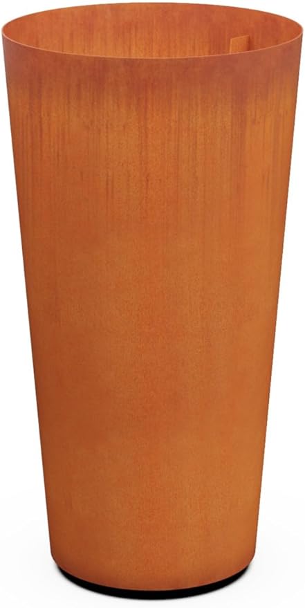 Plantercraft Corten Steel Planter Pot Round Tapered Heavy Duty Metal Garden Box Natural Rust | Made in USA | Fully Assembled | with Drainage Holes