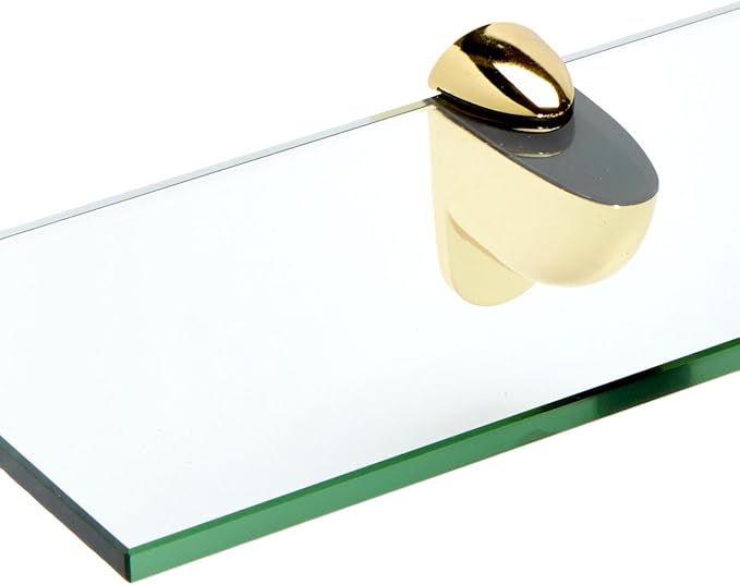 Spancraft Glass H-10x42-Brass Heron Glass Shelf, Brass, 10" x 42"
