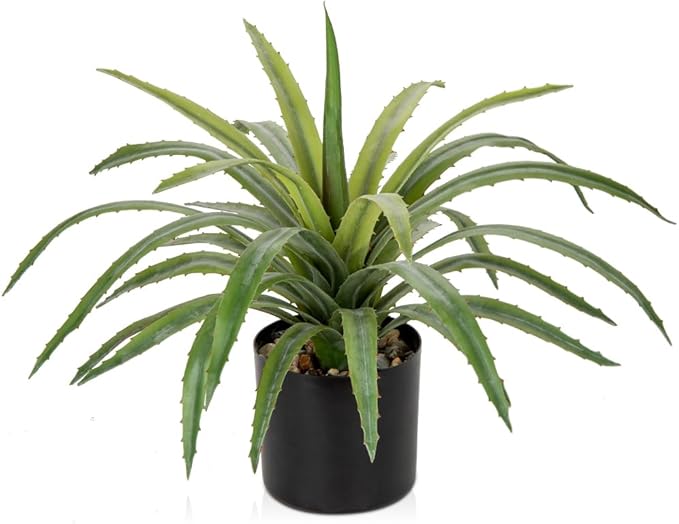 Briful Agave Plant Artificial 17 Inch Fake Potted Plant Large Succulent Fake Plants for Home Office Desk Bathroom Shelf Kitchen Decor (Green)