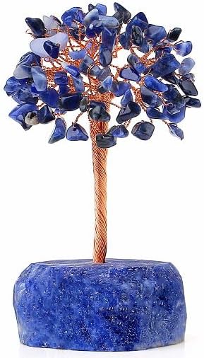YATOJUZI Blue Sodalite Crystals Tree Natural Crystals Gemstones Base Copper Wire Tree of Life for Positive Energy Reiki Good Luck Home Office Desk Decor Spiritual Gifts Meditation
