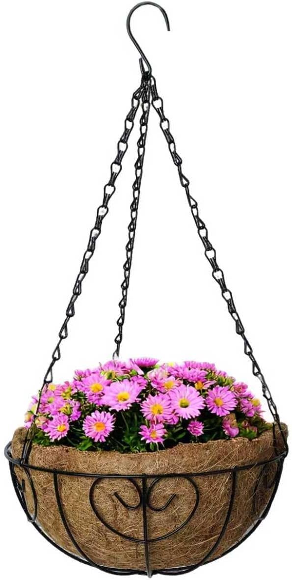 3-Pack Hanging & Wall-Mounted Plant Baskets with Natural Coconut Fiber Liner, Decorative Planters for Home Garden Patio Yard (3Pack HeartHanger, 10Inch)