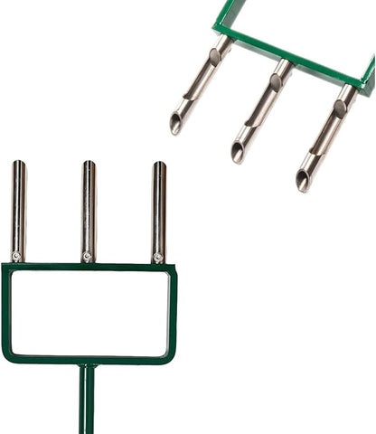 Lawn Aerator, Push Core Aerator Lawn Tool, Stainless Steel 3-Corer Hand Aeration – Manual Yard Plug Aerator for Compacted Garden Soil, Garden Care, Gardening Core Aeration Tool