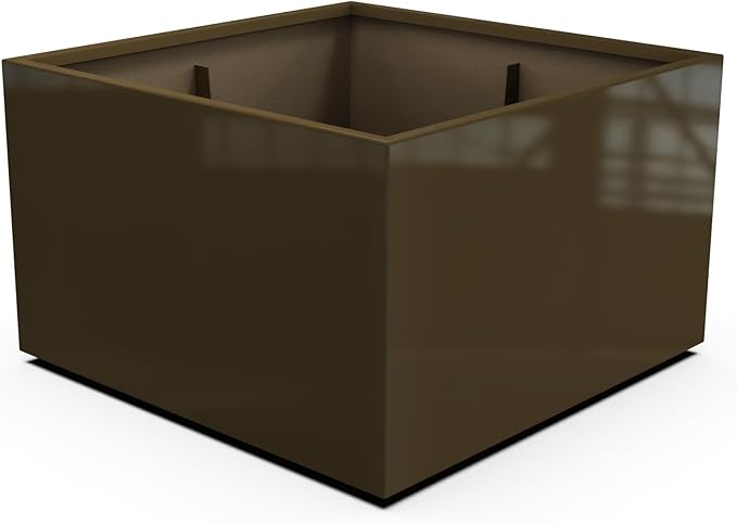 Plantercraft Powder-Coated Aluminum Planter Box - Square Cube - Metal All Weather | Indoor Outdoor | Made in USA | Fully Assembled