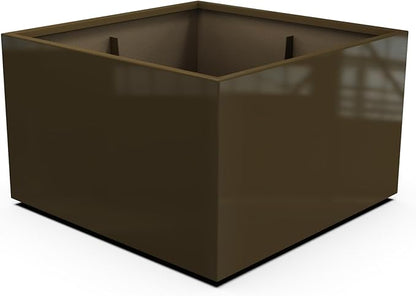 Plantercraft Powder-Coated Aluminum Planter Box - Square Cube - Metal All Weather | Indoor Outdoor | Made in USA | Fully Assembled