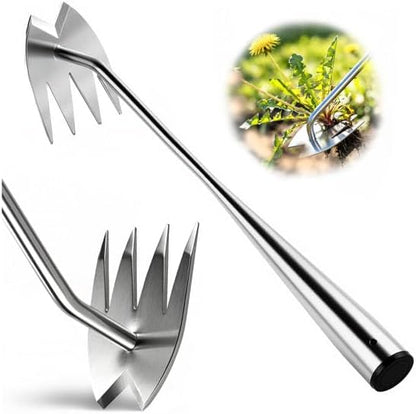 2025 Upgraded Weed Puller Tool, 4-Tooth Manganese Steel Manual Weeders, Portable Garden Weed Remover Tools for Vegetable Gardening Backyard Farm Planting & Weeding