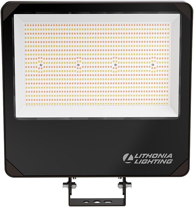 Lithonia Lighting All-in-One LED Flood Light, Waterproof LED Outdoor Light Fixture with Adjustable Brightness and Color Temperature, Yoke or Slipfitter Mount Dusk to Dawn Outdoor Lighting, UVOLT