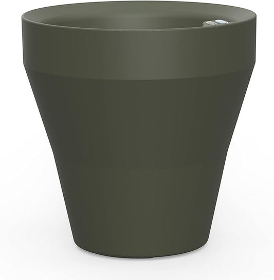 Crescent Garden Rim TruDrop Planter, Self-Watering Plant Pot, 22-Inch (Olive)