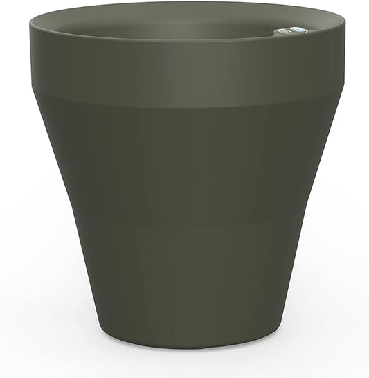 Crescent Garden Rim TruDrop Planter, Self-Watering Plant Pot, 18-Inch (Olive)