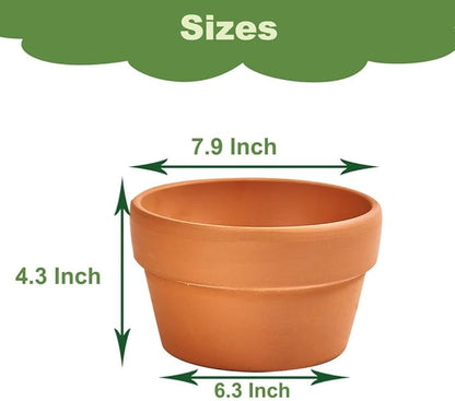8 Inch Shallow Terracotta Pot for Succulent - 2 Pcs Large Clay Planter Pots with Drainage Hole, Shallow Plant Pottery Pots for Cactus Succulent and Other Indoor Outdoor Plants