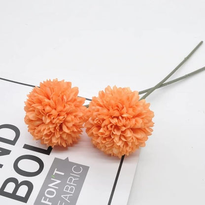 Artificial Flowers Chrysanthemum Ball Flowers 10pcs Bouquet for Autumn for Important People Glorious Moral for Home Office Coffee House Deco Parties and Wedding(Orange)
