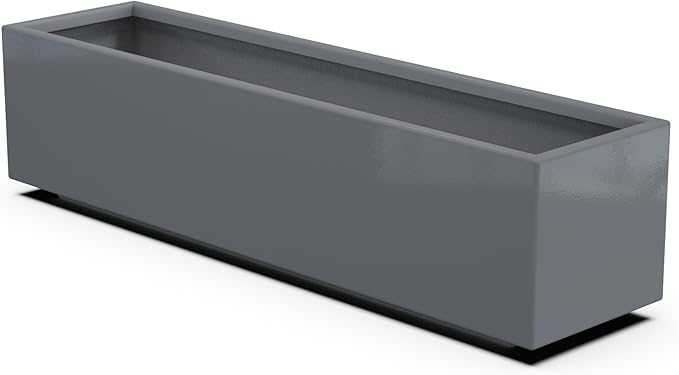 Plantercraft Powder-Coated Aluminum Planter Box - Rectangle - Metal All Weather | Indoor Outdoor | Made in USA | Fully Assembled