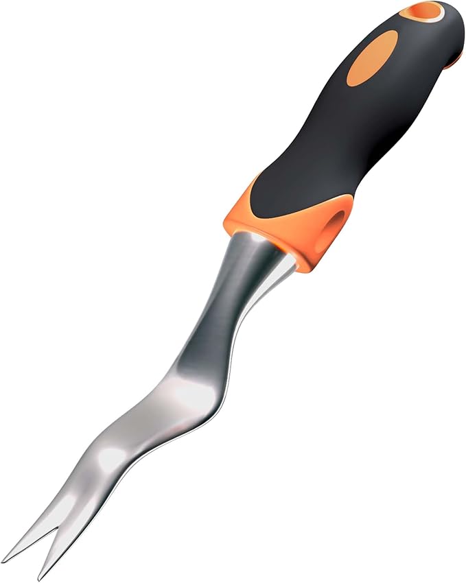 Alloy Steel Weed Puller Tool with Ergonomic Orange & Black Handle | Heavy Duty Weeding Tool for Effortless Root Removal | Durable Hand Tool for Garden & Lawn Weeding Tools Gardening