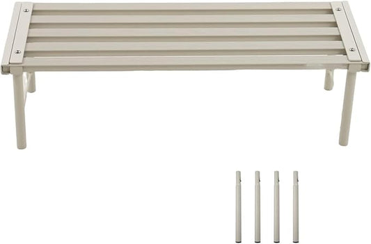 Metal Plant Stand, Rust-proof Aluminum Flower Pot Stand, Heavy Duty Planter Display Shelving for Patio Balcony Garden Living Room Decorative (White, 23.6 Inch)