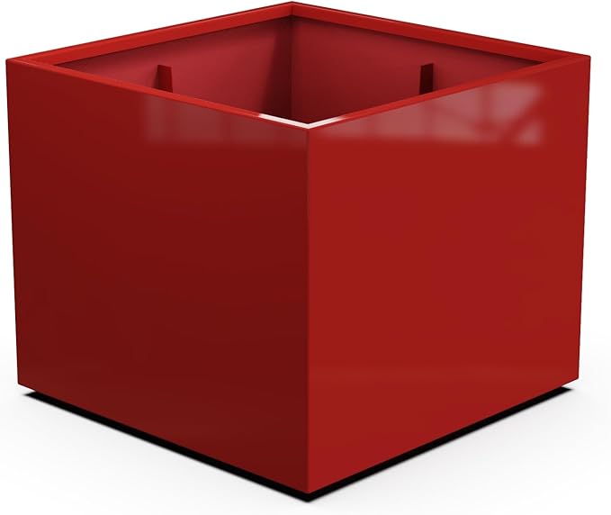 Plantercraft Powder-Coated Aluminum Planter Box - Square Cube - Metal All Weather | Indoor Outdoor | Made in USA | Fully Assembled