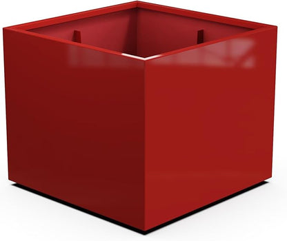 Plantercraft Powder-Coated Aluminum Planter Box - Square Cube - Metal All Weather | Indoor Outdoor | Made in USA | Fully Assembled