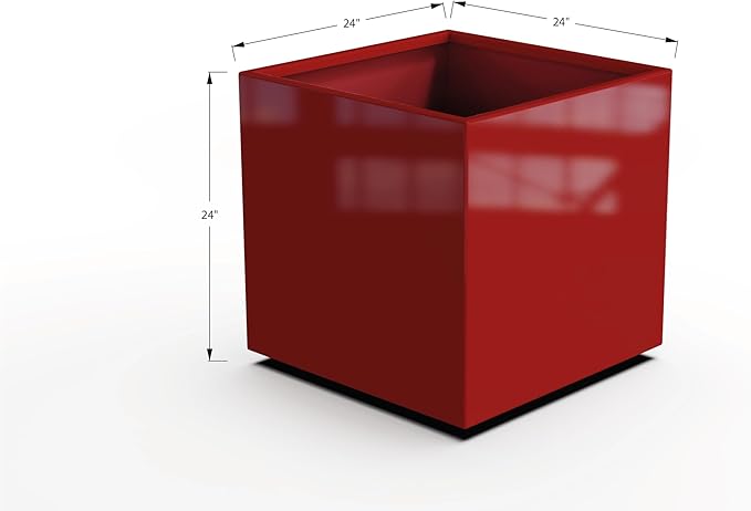 Plantercraft Powder-Coated Aluminum Planter Box - Square Cube - Metal All Weather | Indoor Outdoor | Made in USA | Fully Assembled