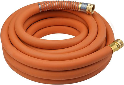 WiseFlow Garden Hose 50FT x 3/4", Heavy Duty Rubber Hose, Water Hose with Five Layered Braiding, Male Female Fittings, 1000PSI Burst, 300PSI Working (Orange)