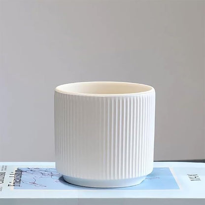 Ceramic 4.9+6.3 inch Planters, Modern Home and Office Flowerpot, Indoor and Outdoor Flowerpot with Drainage Hole (White)